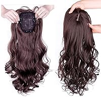 Wave Hair Topper with Bangs Clip in Hair Topper Replacement Hair Piece Synthetic Hair Topper for Women with thinning Hair 24