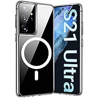Magnetic Phone Case Compatible with Samsung Galaxy S21 Ultra – Shockproof Cell Phone Case Works with Wireless Charging, MagSafe Card Wallet (Samsung Galaxy S21 Ultra,6.8 inch, Clear)