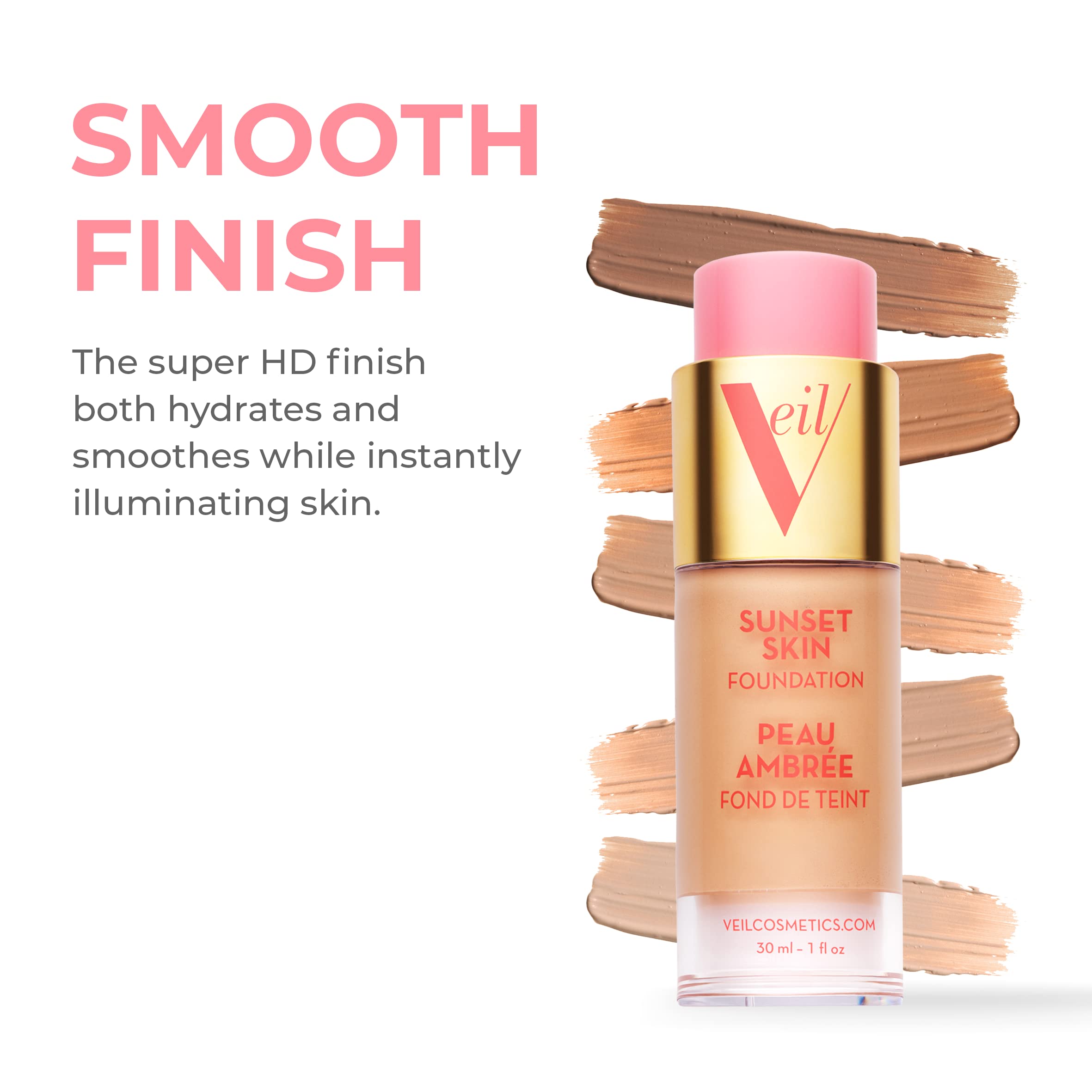 Veil Cosmetics | 1 Sunset Skin Liquid Foundation + 1 Sunset Light 3-in-1 Primer | 1N | Buildable Coverage, Lightweight & Brightening | Serum, Mixing Base, Primer | Water-Resistant | Vegan