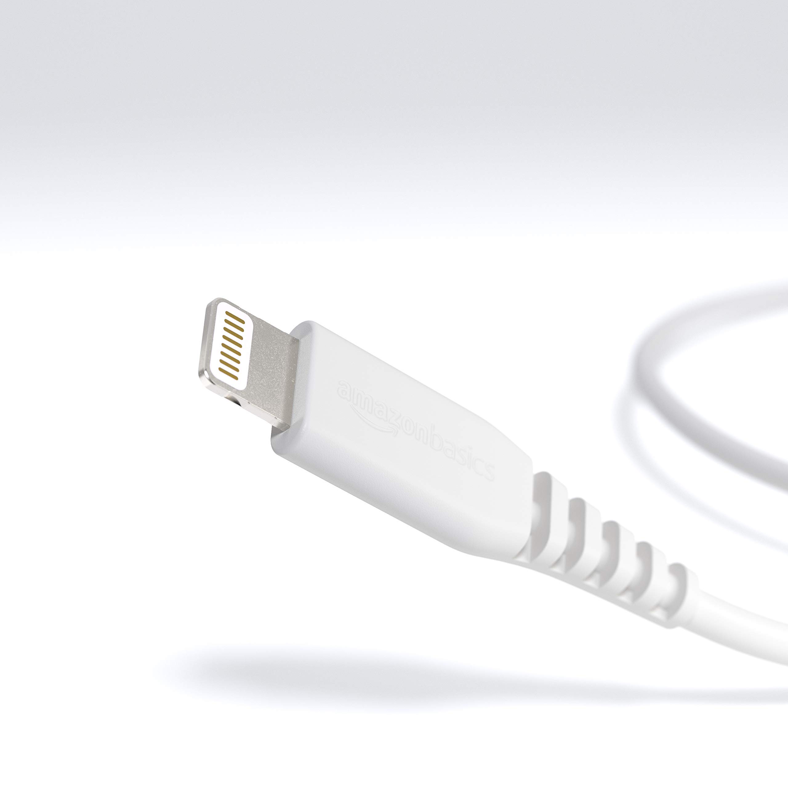 Amazon Basics Lighting to USB A Cable for iPhone and iPad - 6 Feet (1.8 Meters) - 2 -Pack - White