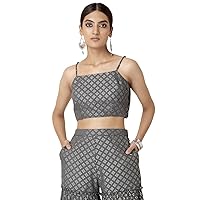 Indya Women's Indian Ethnic Grey Top Foil Strappy