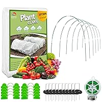 Plant Covers Freeze Protection Kit, 10 x 30Ft Frost Cloth and 6Pcs Fiberglass Garden Hoops 1oz/yd² Floating Row Cover with Greenhouse Hoops Frost Blanket for Winter Garden Covers for Raised Beds