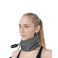 Heated Neck Brace for Neck Pain and Support, Soft Foam Cervical Collar with Neck Heating Pad, Adjustable Neck Support Brace for Neck Relax and Pressure Relief, L Size （15.8-18.1 inch）Grey D08
