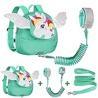 Accmor Backpack Leash For Toddler, Cute Unicorn Kid Backpacks Harness with Anti Lost Wrist Link, Mini Children Harnesses Wristband Baby Walking Leashes Rope Tether for Girls (Green)