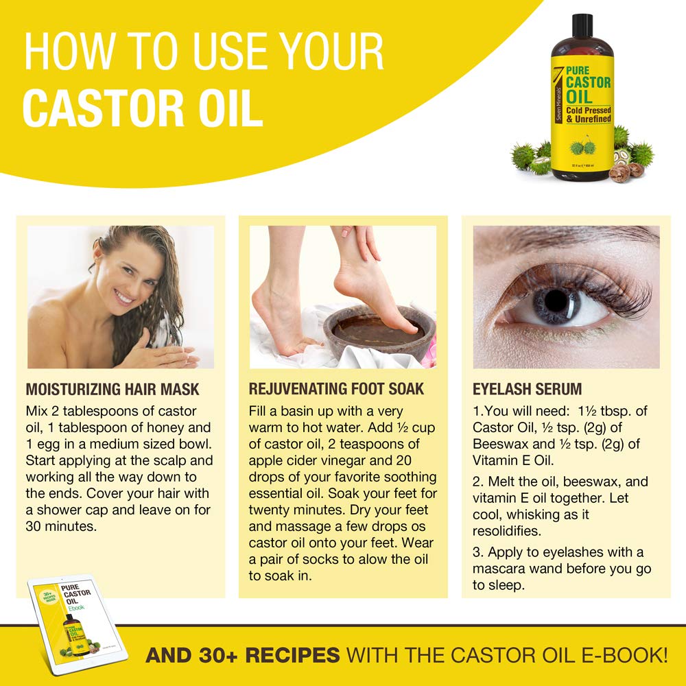 Mua Pure Cold Pressed Castor Oil - Big 32 fl oz Bottle - Unrefined & Hexane  Free - 100% Pure Castor Oil for Hair Growth, Thicker Eyelashes & Eyebrows,  Dry Skin, Healing,