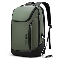 BANGE Business Smart Backpack Waterproof fit 15.6 Inch Laptop Backpack with USB Charging Port,Travel Durable Backpack (Green(three Pocket))