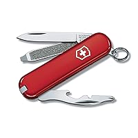 Victorinox Rally Swiss Army Knife, Compact 9 Function Swiss Made Pocket Knife with Magnetic Phillips Screwdriver, Bottle Opener and Key Ring – Red