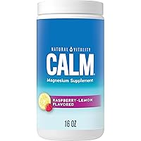 Natural Vitality Calm, Magnesium Citrate Supplement, Anti-Stress Drink Mix Powder, Gluten Free, Vegan, & Non-GMO, Raspberry Lemon, 16 oz