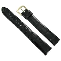 20mm Speidel Black Genuine Alligator Classic Lightly Padded Unstitched Watch Band - 5005