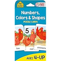 School Zone - Numbers, Colors & Shapes Puzzle Cards - Ages 4+, Numbers, Words, Vocabulary, Animal Names, Counting, and More