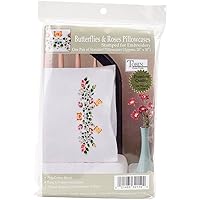Tobin Stamped Pillowcases, Butterflies and Roses, 20