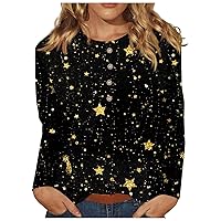 Button Down Shirts for Women Fashion Gradient Crew Neck T-Shirt Sexy Loose Fit Versatile Tops Long Sleeve Blouses