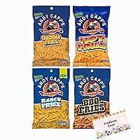 Andy Capp’s Pack of 4 Corn and Potato Snack Assorted - Hot Fries, Cheddar Fries, BBQ Fries, and Ranch Fries Flavors 3 oz each - bundle with Copious Fare Card