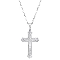 Dazzlingrock Collection 0.14 Carat Round White Diamond Unisex Divine Cross Pendant in 925 Sterling Silver