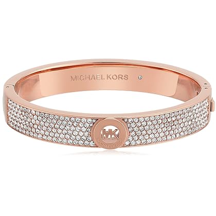 Michael Kors Rose Gold Tone Pave Fulton Hinge Bangle Bracelet