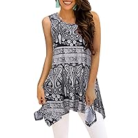 Tanst Sky Women Summer Sleeveless Floral Tunic Tank Tops Swing Blouse Shirts