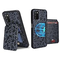Ｈａｖａｙａ for Samsung Galaxy A03S Phone case Wallet Galaxy A03S Phone case with Card Holder Samsung A03S Phone case Wallet Magnetic Detachable Leather Cover-Black Leopard Print