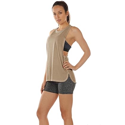 icyzone Women's Racerback High Neck Workout Athletic Yoga Muscle Tank Tops (Pack of 3)