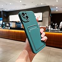 Spevert Case for iPhone 14 Wallet Case with Card Holder,Frosted Soft TPU Gel Shockproof Slim Lightweight Case Cover 6.1 Inch - Dark Green