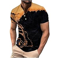 Golf Shirts for Men Performance Print Short Sleeve Polo Shirt Novelty 3D Abstract Graphic Tees Casual Fitted T-Shirt