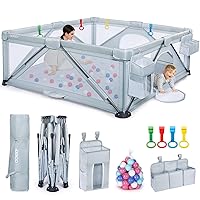 Baby Playpen: Foldable Playpen for Babies and Toddlers Large Play Pen Portable Playpen Fence Indoor Outdoor Kids Safety Area Travel Play Yard with 2 Storage Bags 4 Handlers 50 Balls (71