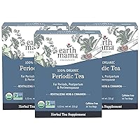 Earth Mama Organic Periodic Tea | 100% Organic Herbal Support for Periods, Postpartum & Perimenopause, 16 Teabags Per Box (3-Pack)