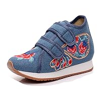 Girl's Bow Embroidery Casual Traveling Shoes Sneaker Kid's Cute Sport Canvas Shoe Blue