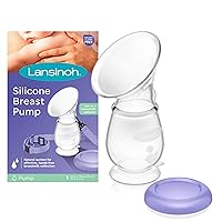 Lansinoh Silicone Breast Pump for Breastfeeding with Suction Base, 4 Ounces, Portable and Lightweight, Includes Neck Strap and Protective Lid, 1 Count