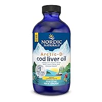 Arctic-D Cod Liver Oil, Lemon - 8 oz - 1060 mg Total Omega-3s + 1000 IU Vitamin D3 - EPA & DHA - Heart, Brain, Bone, Immune & Mood Support - Non-GMO - 48 Servings