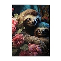 500 Piece Jigsaw Puzzle for Adults Personalized Picture Puzzle A Sloth and a Baby Sloth Customized Wooden Puzzle for Family, Birthday, Wedding, Game Nights Gifts, 20.4