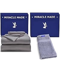 Miracle Made Extra Luxe - Stone, Twin - Bed Sheet Set and Hand Towel - White - 100% USA-Grown Supima Cotton