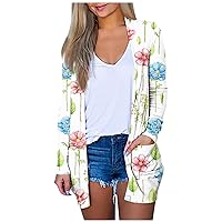 Fall Cardigans for Women 2023 Long Sleeve Open Front Lightweight Oversized Cardigan Sweaters with Pockets