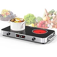 VBGK Electric Cooktop,110V 2200W Electric Stove with Knob Control,9 Power Levels, Kids Lock & Timer,LED touch control,Overheat Protection Electric Stove Top,12 Inch desktop 2 burner electric cooktop