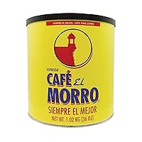 Café El Morro Dark Roast Espresso Ground Coffee, Authentic Puerto Rican Style, Bulk Coffee 1-Pack, 36 oz Can, Gourmet Coffee Experience