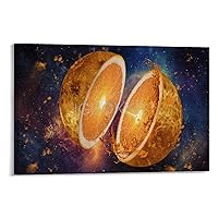 Surrealism Poster Orange Fruit Deep Meaning Painting Poster Modern Room Decoration Poster Canvas Poster Wall Art Decor Print Picture Paintings for Living Room Bedroom Decoration Frame-style 30x20inch(