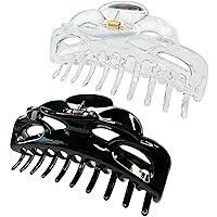 Large Hair Clips for Women Thick Hair Fine Hair Claw Clips Strong Holding Long Hair Jaw Clips (Clear and Black)