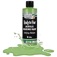 Celery Green Acrylic Ready to Pour Pouring Paint - Premium 8-Ounce Pre-Mixed Water-Based - for Canvas, Wood, Paper, Crafts, Tile, Rocks and More