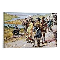 JRDTGW Sacagawea Poster Native American Girl Art 2 Canvas Painting Posters And Prints Wall Art Pictures for Living Room Bedroom Decor 18x12inch(45x30cm) Frame-style