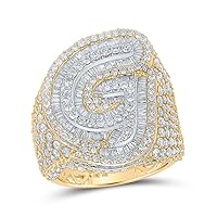 The Diamond Deal 10kt Two-tone Gold Mens Baguette Diamond G Initial Letter Ring 6-3/4 Cttw