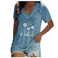 Women's 0 Fashion V-Neck Print Pullover Casual Short-Sleeved T-Shirt