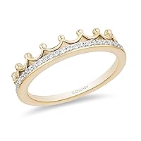 Enchanted Disney Fine Jewelry 10K Yellow Gold 1/10Ctw Diamond Majestic Princess Tiara Ring