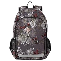 ALAZA Vintage Plants Butterfly Backpack Bookbag Laptop Notebook Bag Casual Travel Trip Daypack for Women Men Fits 15.6 Laptop