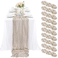 10 Pcs Rosy Brown Cheesecloth Table Runner 10FT, Gauze Table Runner for Wedding Reception Sheer Bridal Shower Birthday Party Boho Table Decoration, Rustic Romantic Wedding Runner