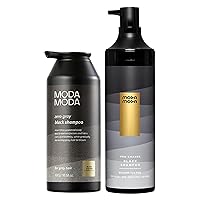 MODAMODA Zero Gray Black Hair Shampoo (10.58 oz) + Pro-Change Black Volumizing & Darkening Shampoo (10.5 oz) | Age-Defying & Strengthening Natural Darkening Color Hair Dye Shampoo for Hair and Scalp