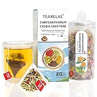 TEARELAE - Chrysanthemum Cassia Seed Tea - Nourishing Liver Tea - 8g x 20 Count - Burdock Root, Goji Berry, Honeysuckle, Osmanthus - Natural Herbal Chrysanthemum Tea Bags - Liver Clean & Detox