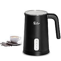 Simple Deluxe Automatic Milk Frother, 4-in-1 Electric Milk Steamer, 250ml/8.4oz Hot and Cold Milk Foam Maker and Milk Warmer for Latte, Macchiato, Cappuccinos, Classic Black