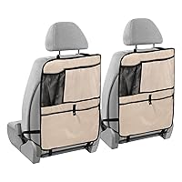 Peach Beige Kick Mats Back Seat Protector Waterproof Car Back Seat Cover for Kids Backseat Organizer with Pocket Dirt Scratches Mud Protection, 2 Pack, Car Accessories