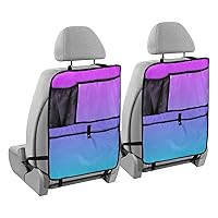 Blue Purple Gradient Kick Mats Back Seat Protector Waterproof Car Back Seat Cover for Kids Backseat Organizer with Pocket Dirt Mud Scratches Protection, 2 Pack, Car Accessories