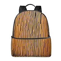 Wooden Wall Backpack Fashion Printed Backpack Lightweight Canvas Backpack Travel Daypack