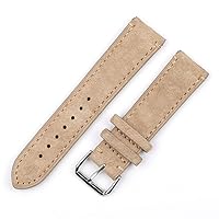 Watchstraps Leather Handmade Watch Strap 18mm 20mm 22mm 24mm Vintage Leather Strap Replacement Tan Beige for Men and Women Watches (Band Color : Beige Side Wire)